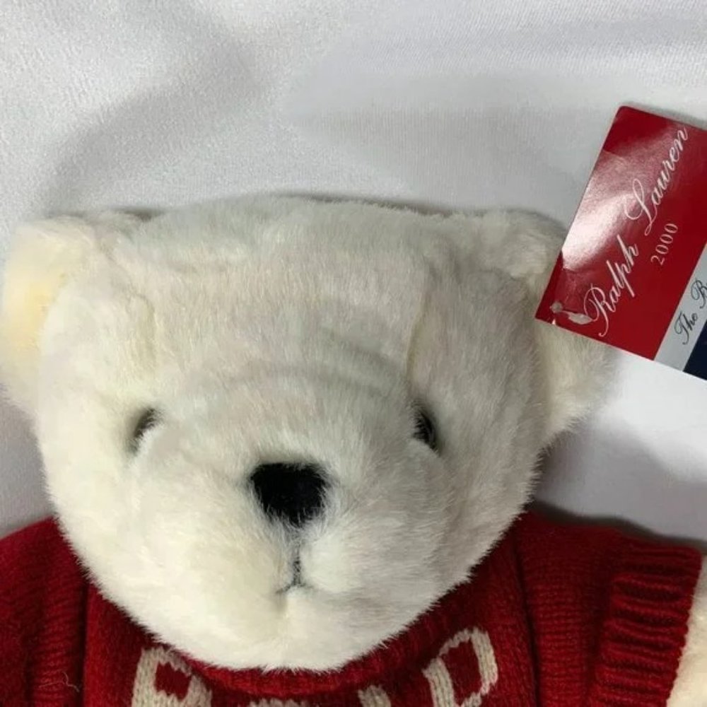 Ralph Lauren Polo White‎ Teddy Bear Plush Red Sweater 1999 2000 NIP Jointed - Picture 5 of 13